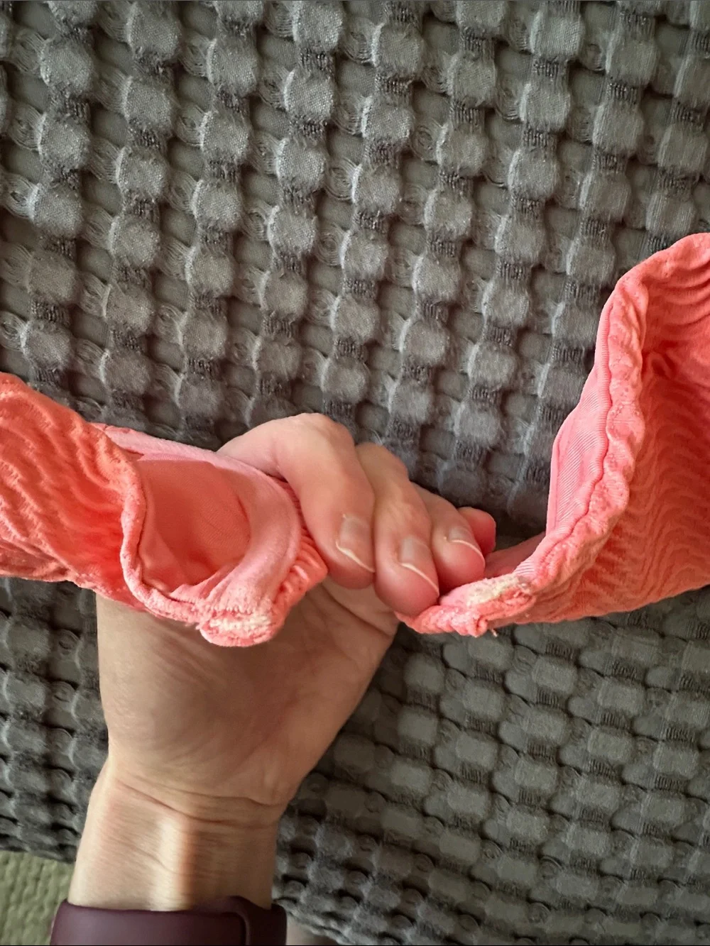 Monday Swimwear Coral Pink Textured Bikini Set